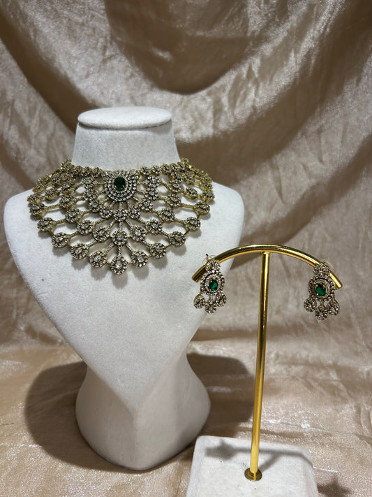 emerald green necklace set