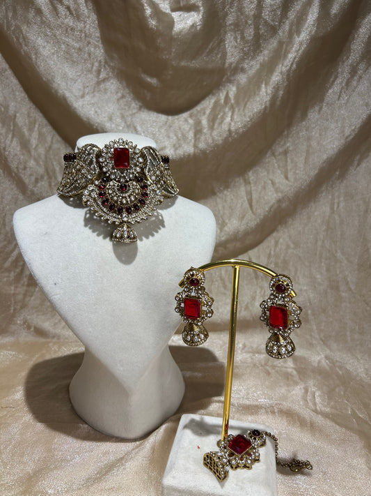 maroon choker set