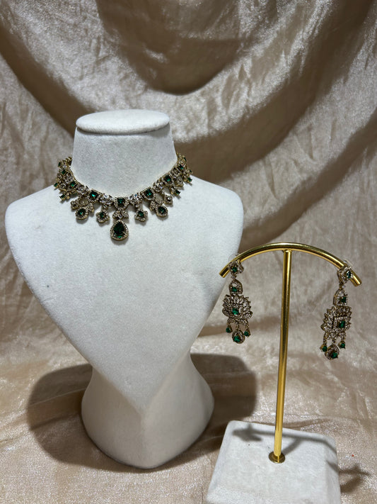 emerald green necklace set