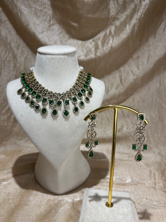 emerald green necklace set