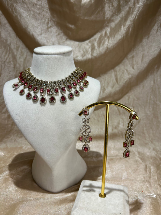 hot pink necklace set