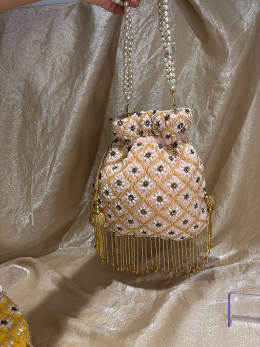 baby pink potli purse