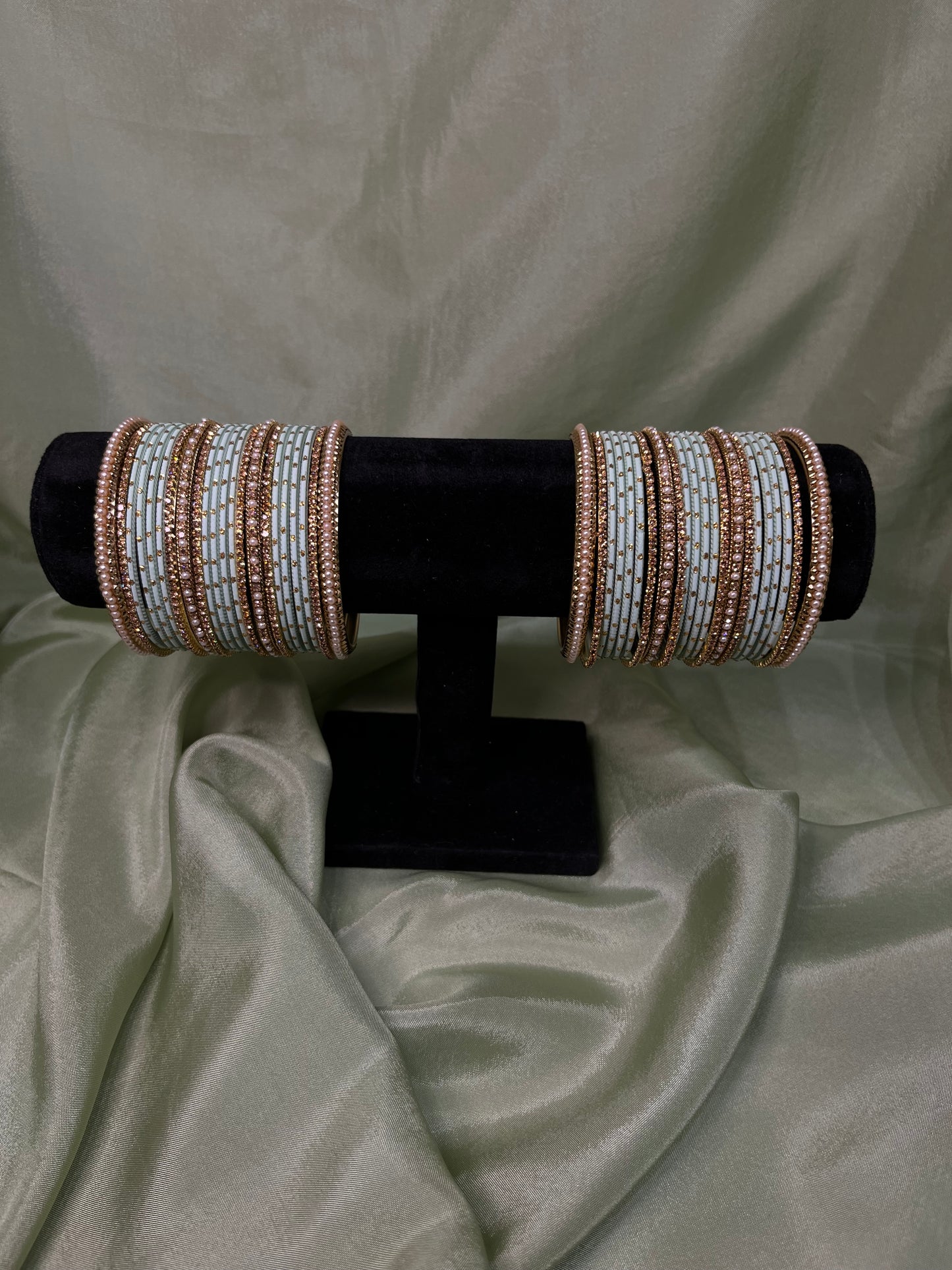 Pastel blue bindi bangle set