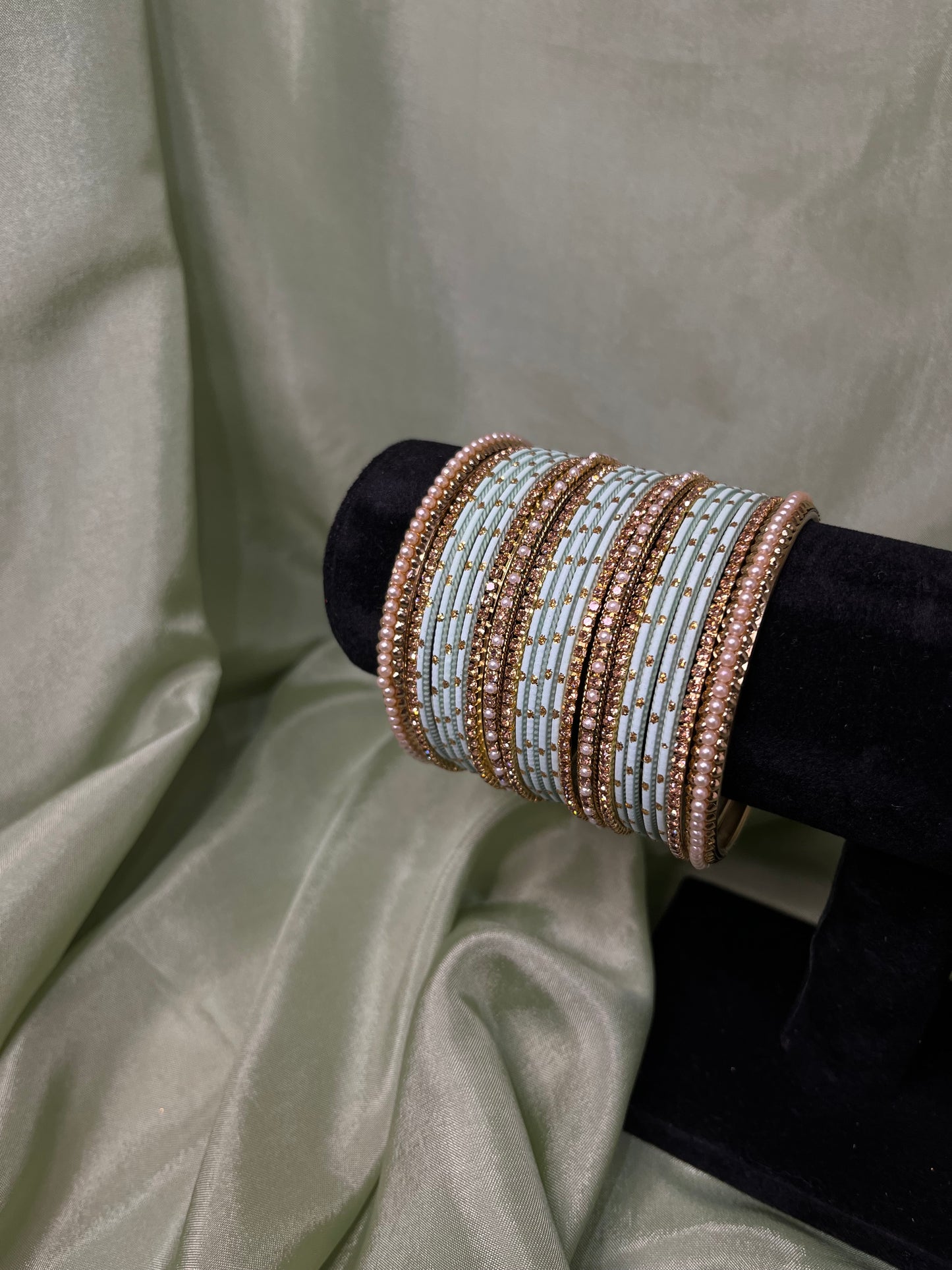 Pastel blue bindi bangle set
