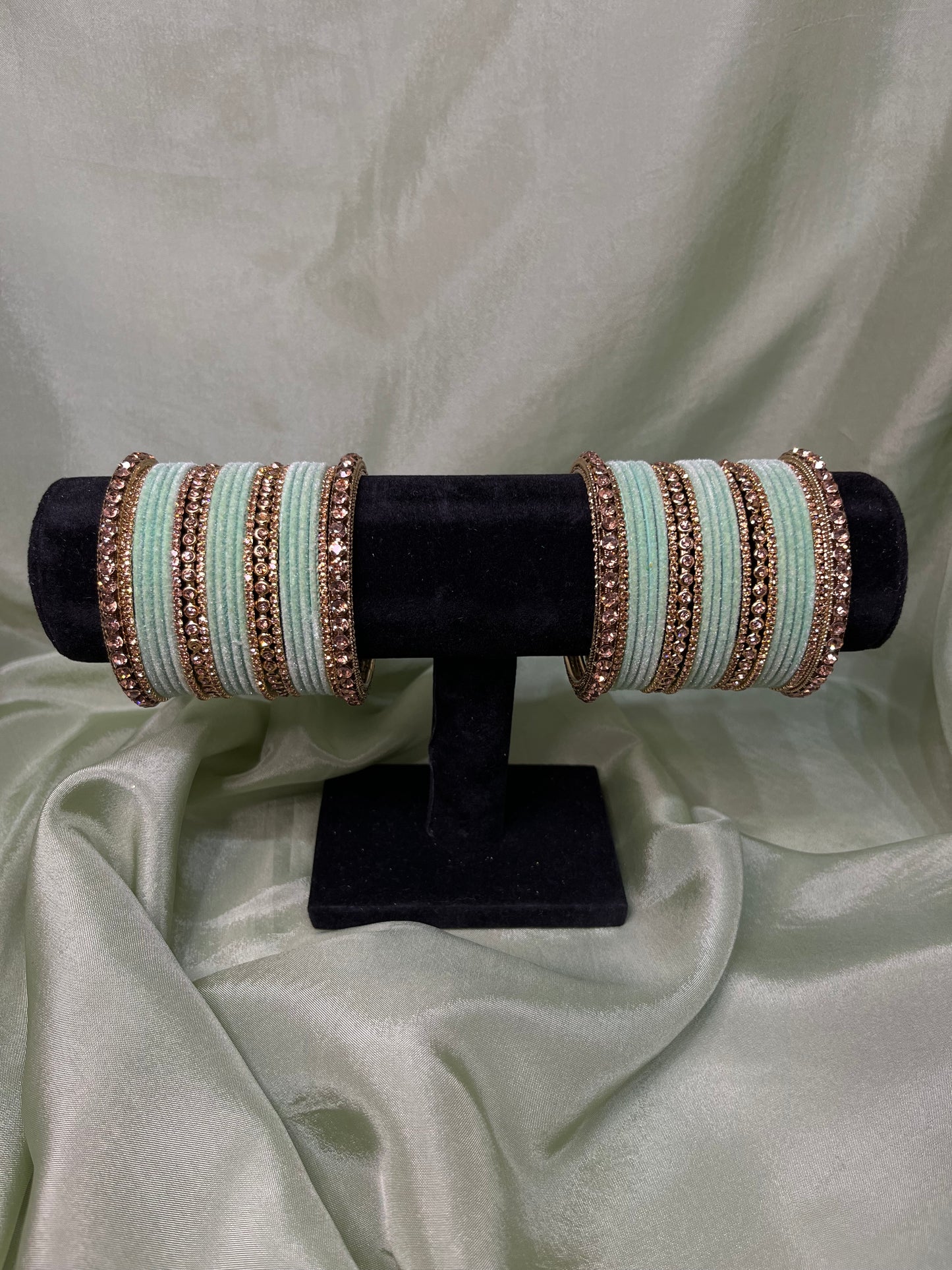 Mint green velvet bangle set