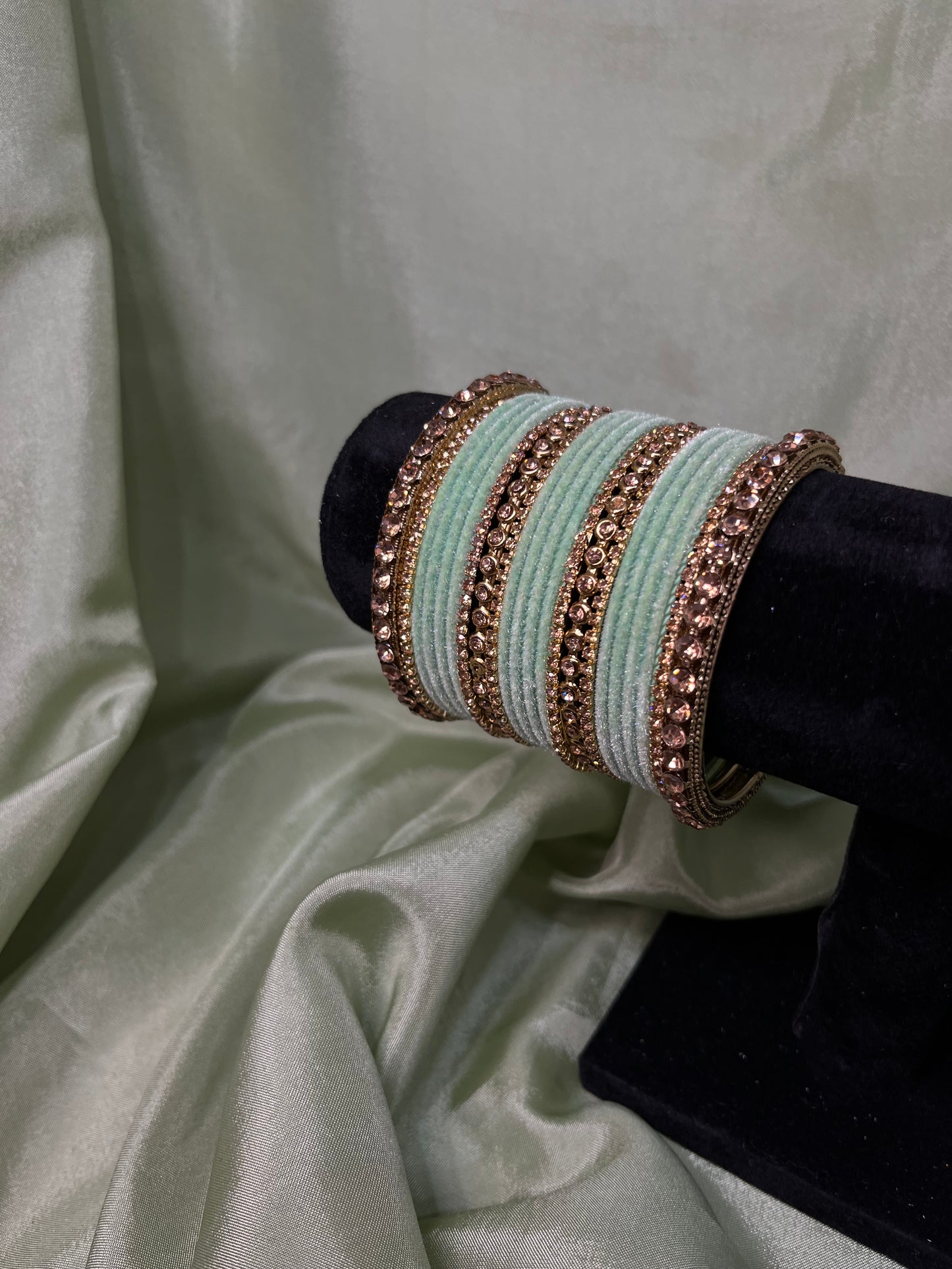 Mint green velvet bangle set