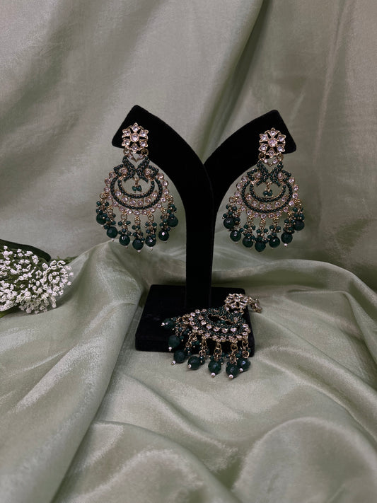 Emerald green earring/tikka set