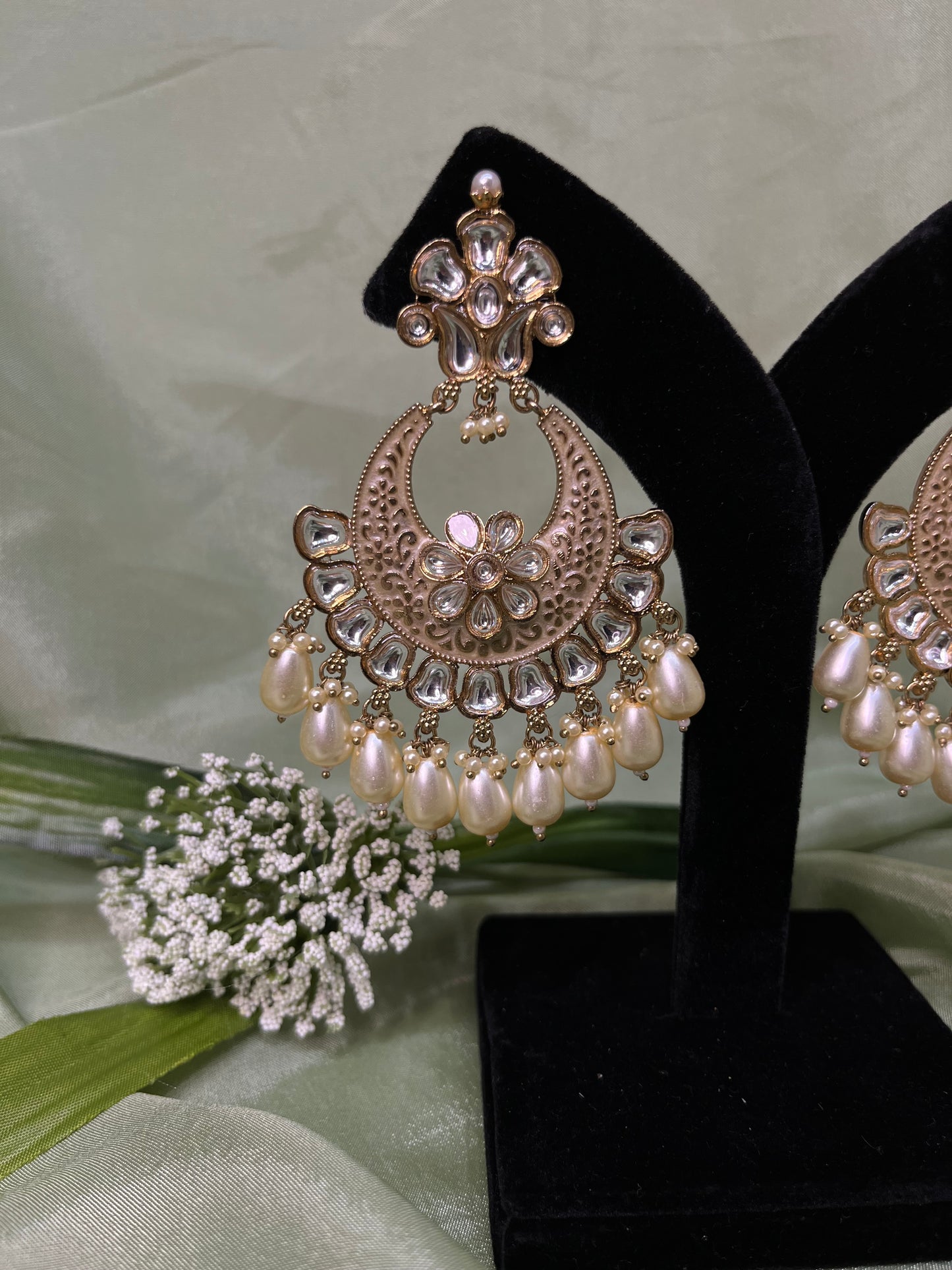 White statement earrings