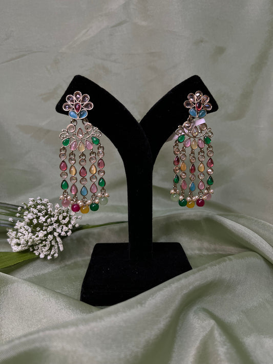 Multi-colour dangling earrings
