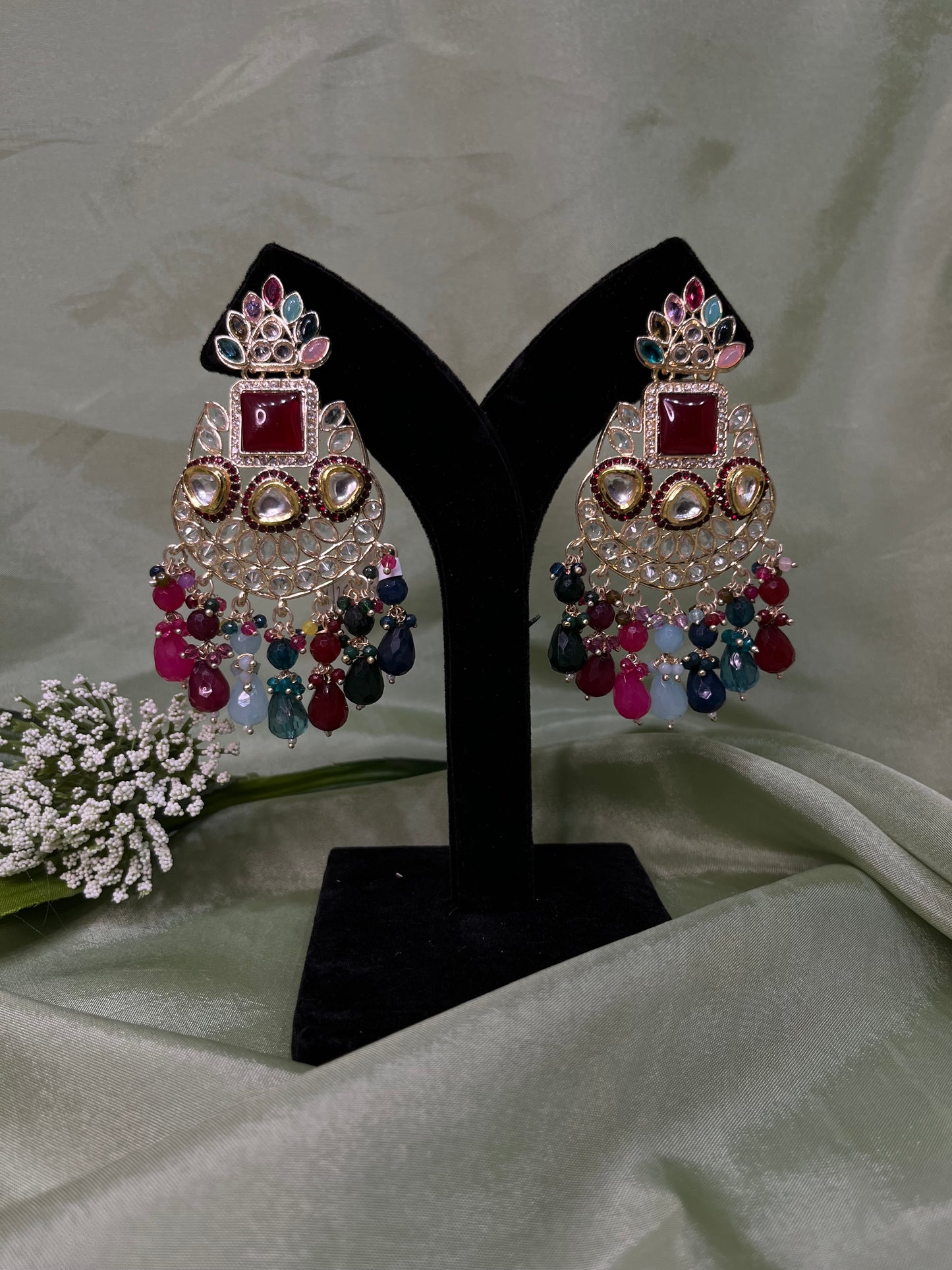 Multi-colour statement earrings