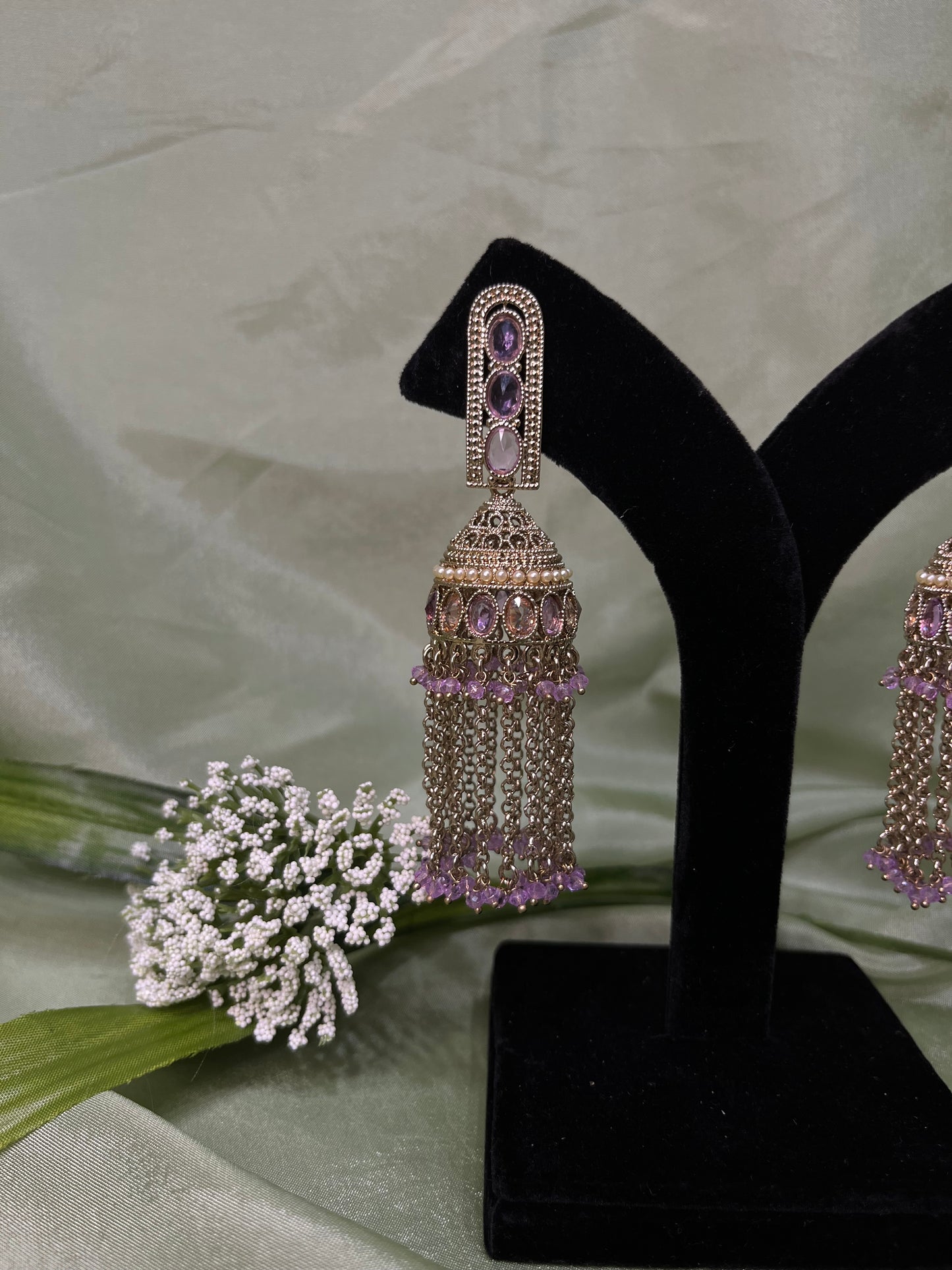 Heavy lavender jhumki