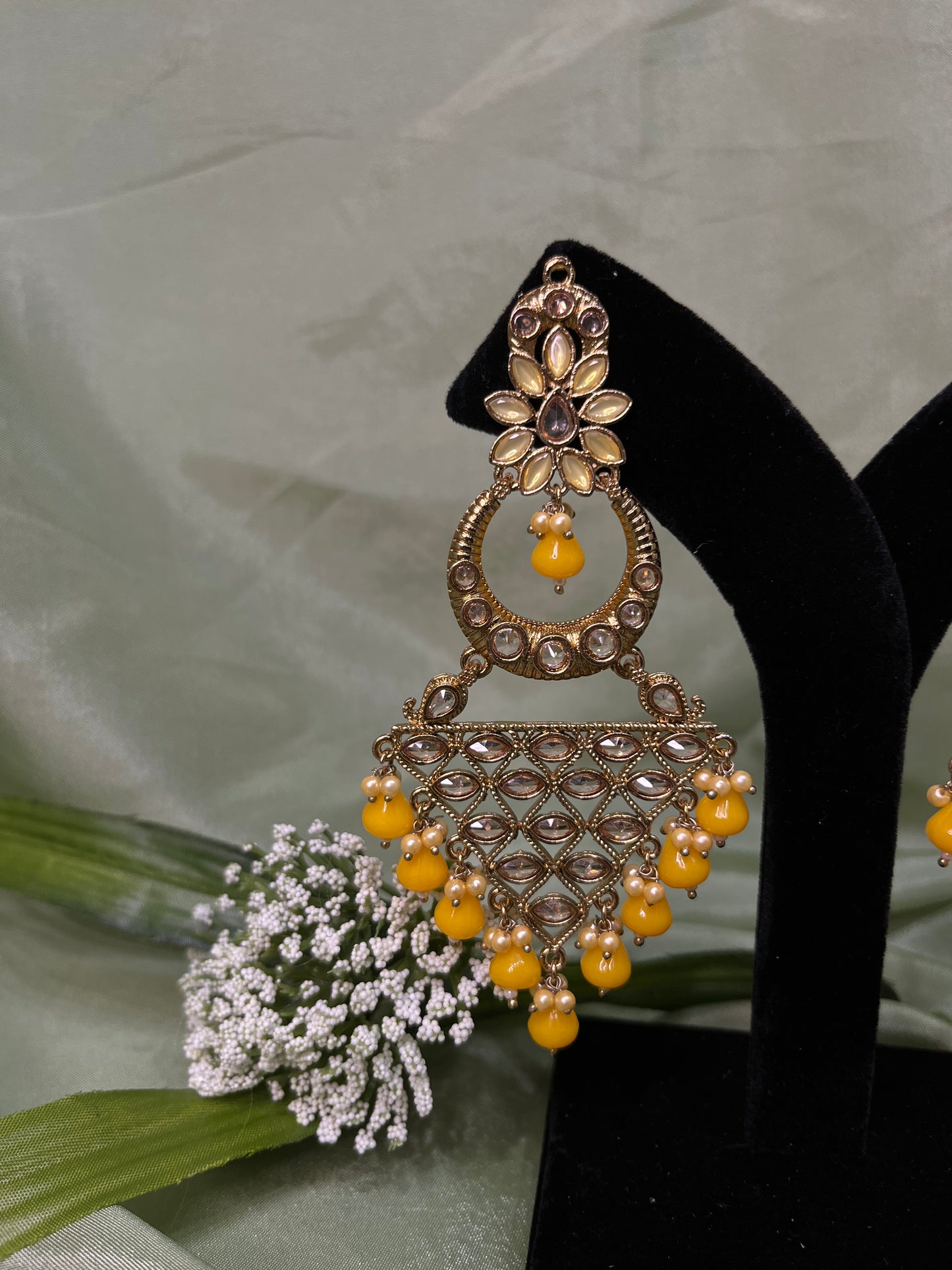 Yellow statement earrings