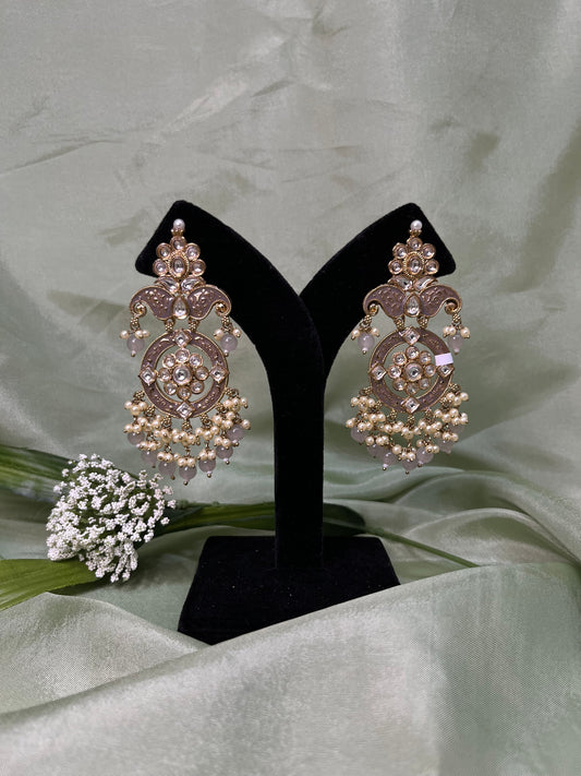 Grey meenakari earrings