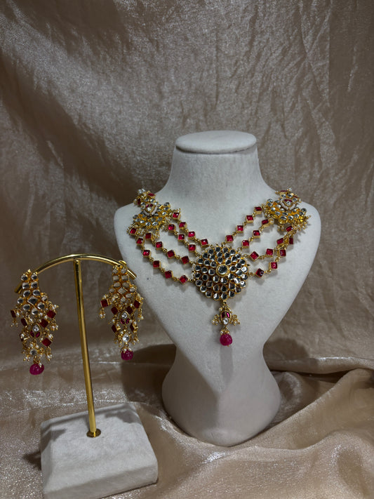 hot pink necklace set