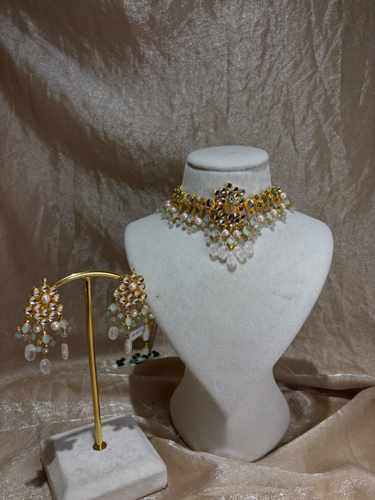 mint/pink choker set