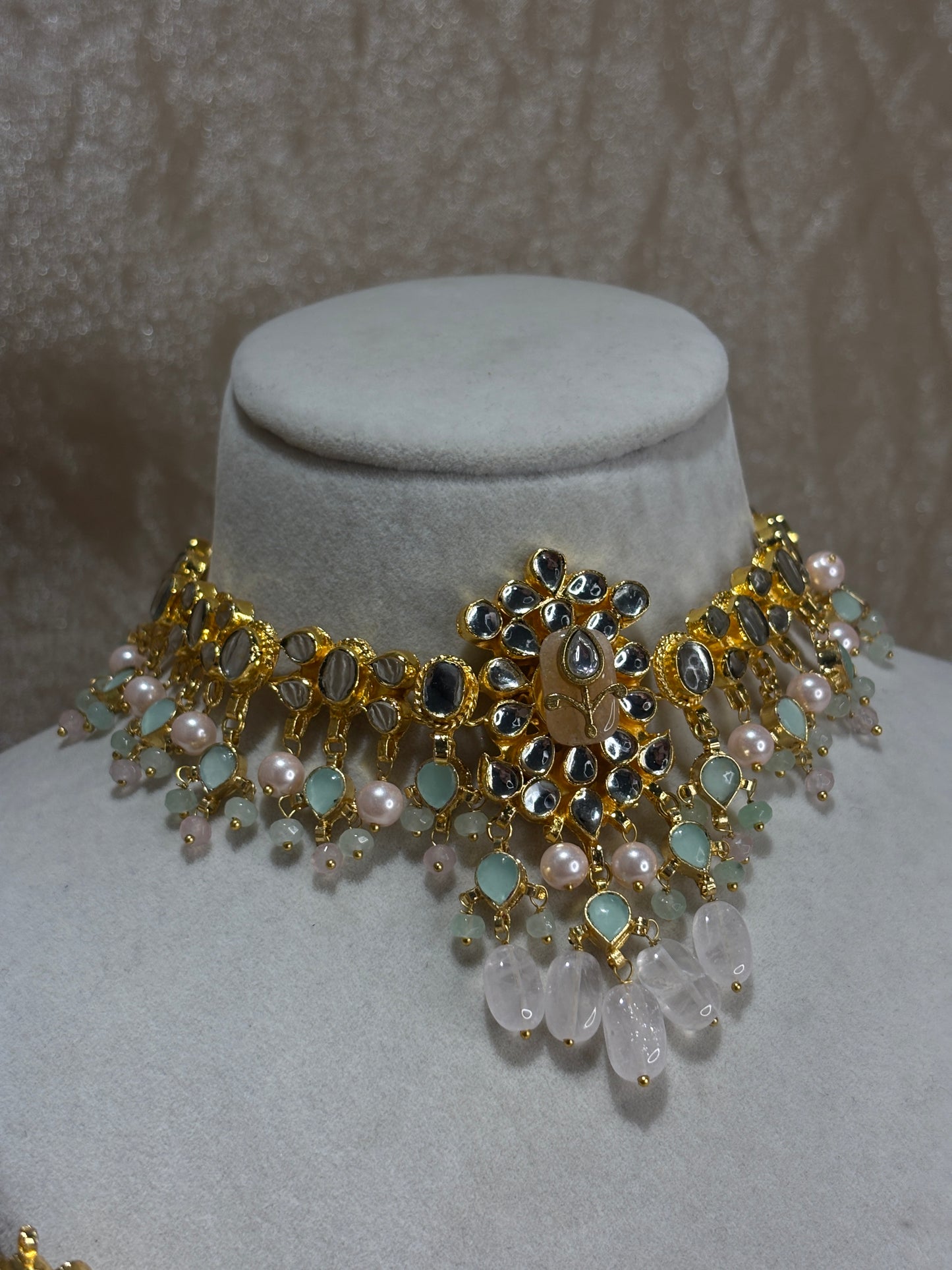 mint/pink choker set