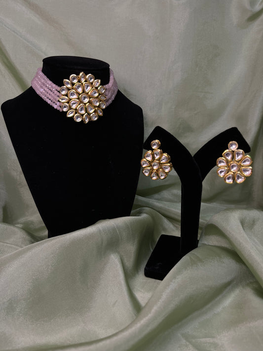 Baby pink kundan choker