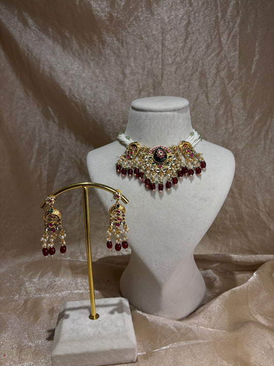 maroon choker set