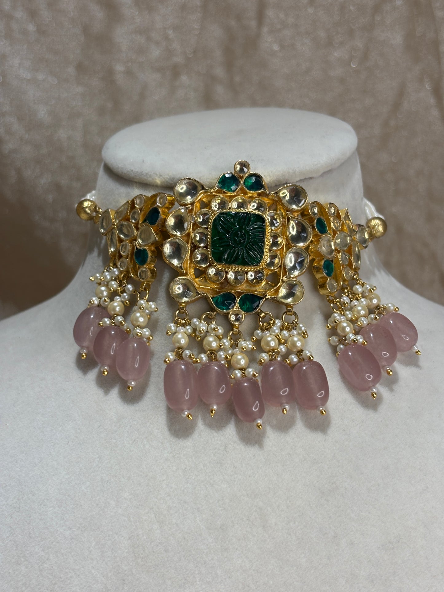 emerald green/pink choker set