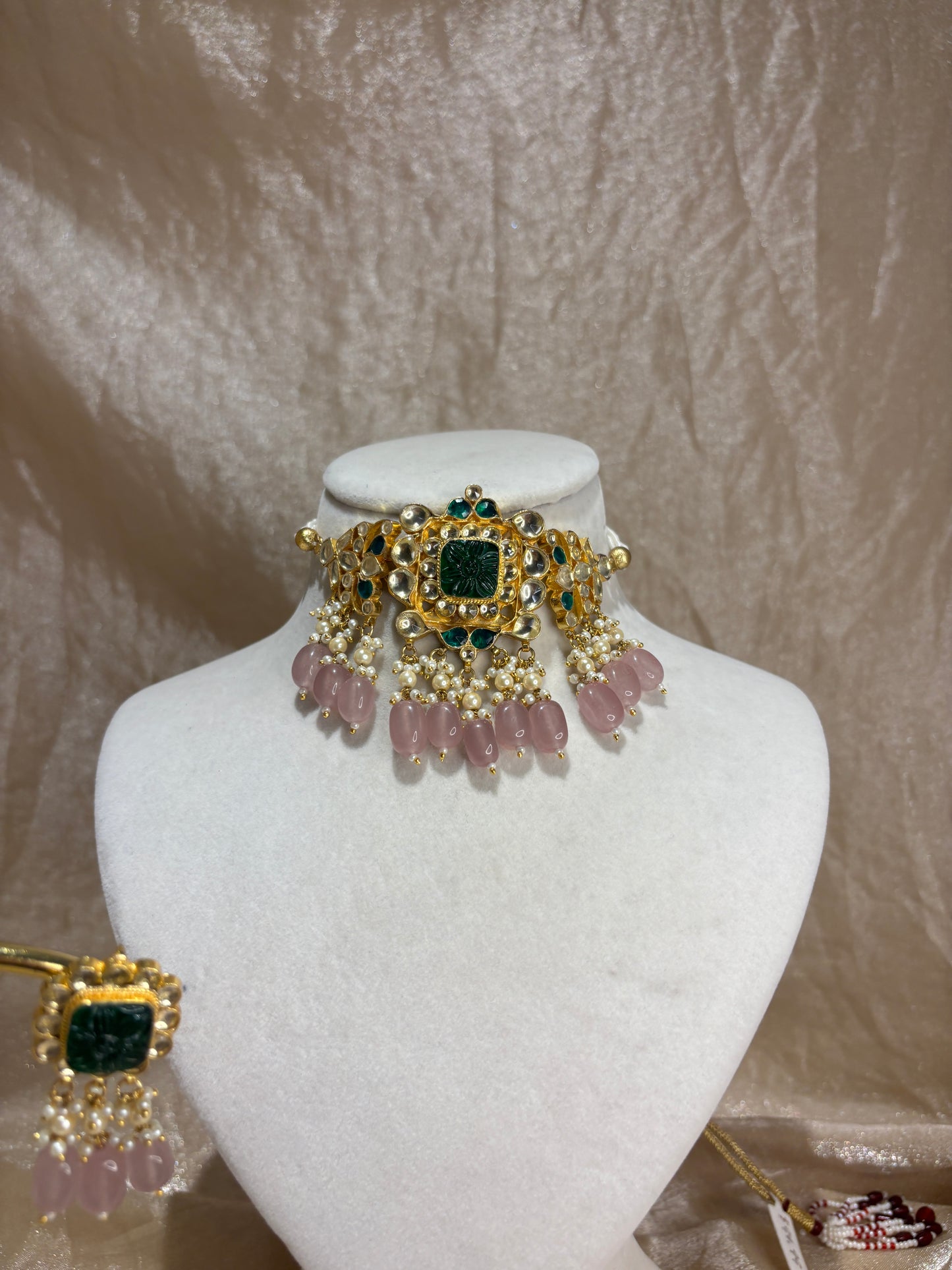 emerald green/pink choker set