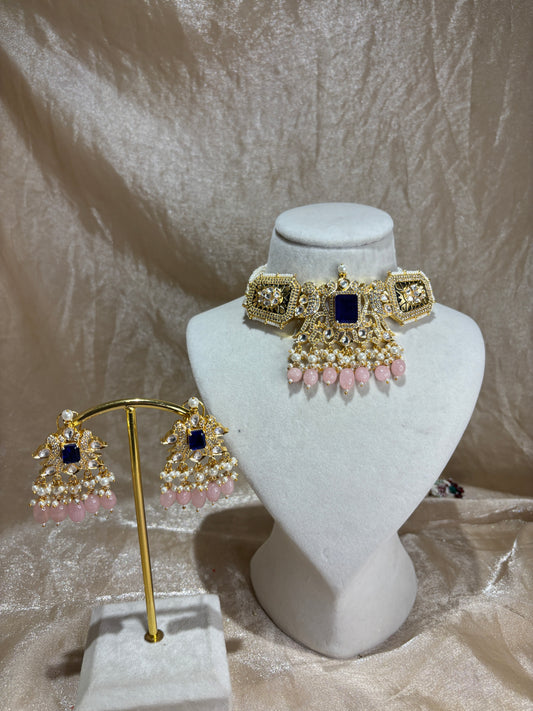 navy/pink choker set