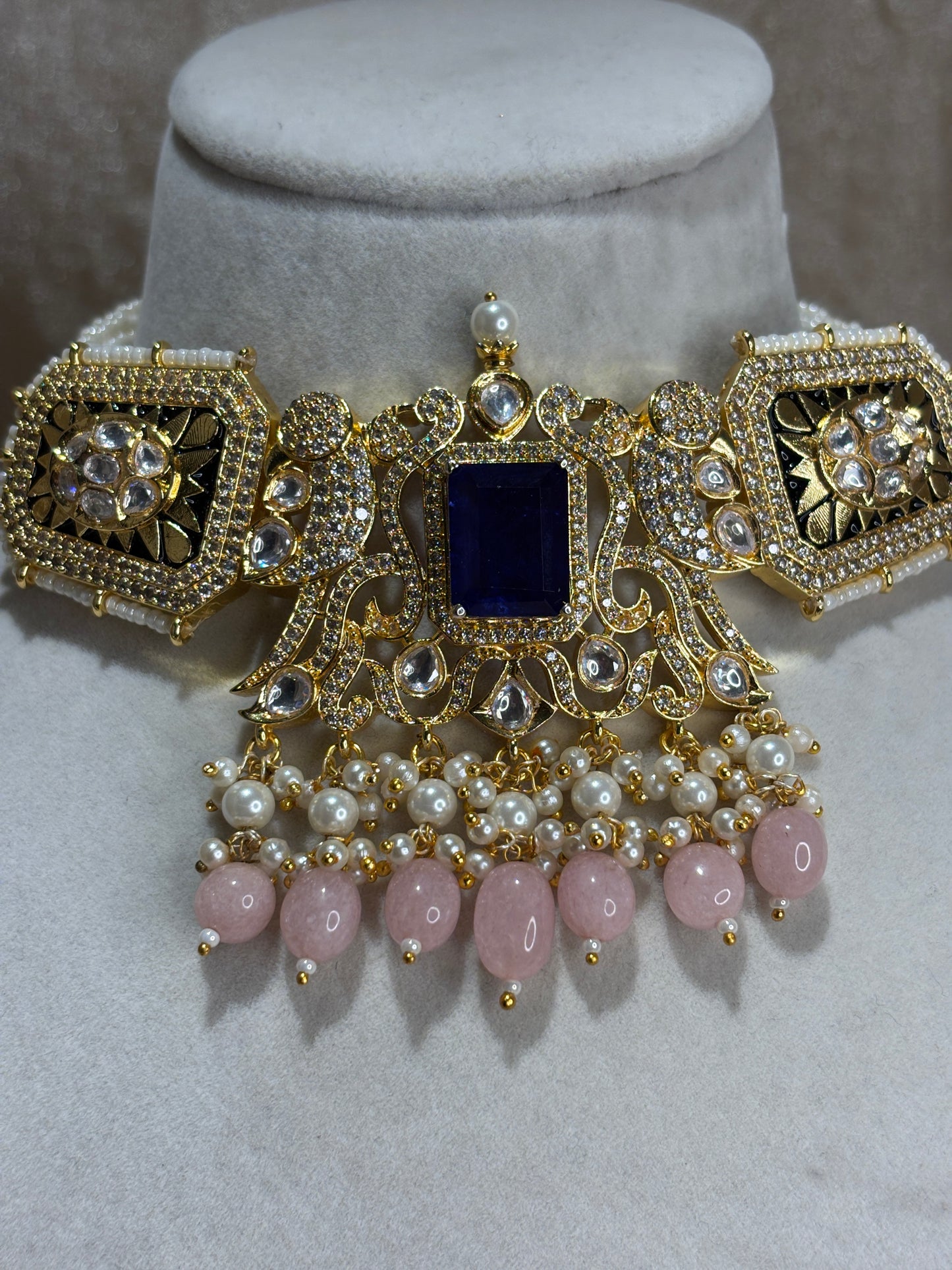 navy/pink choker set