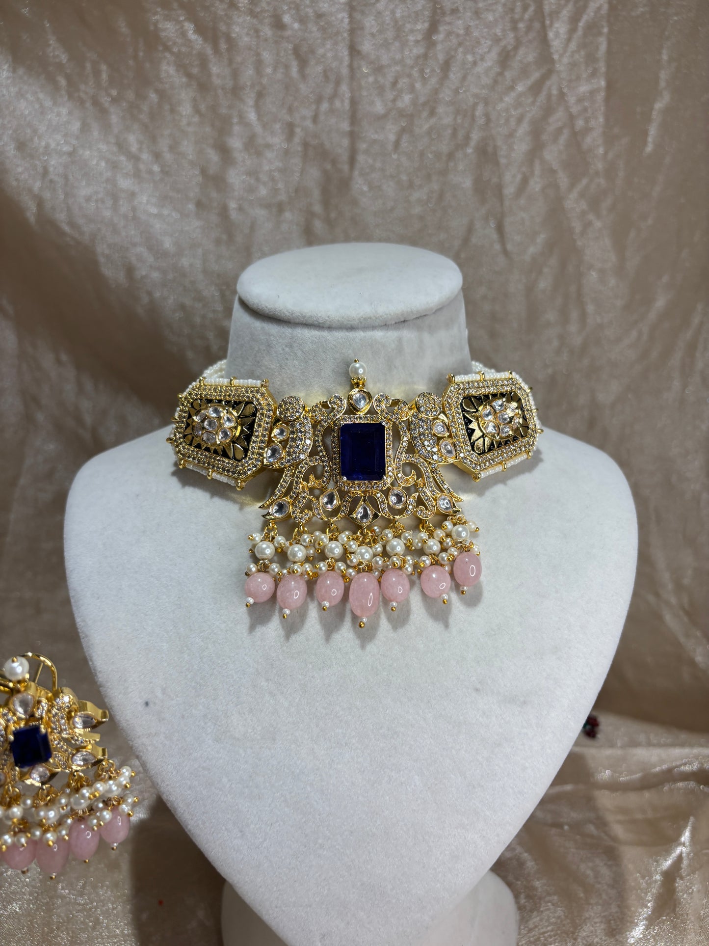 navy/pink choker set