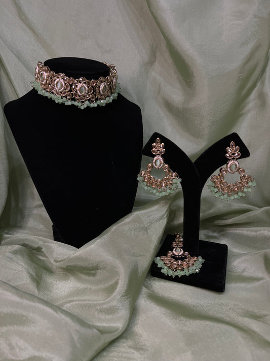 Mint green choker set