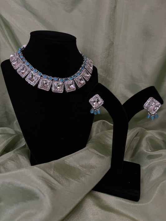 Light blue American diamond set